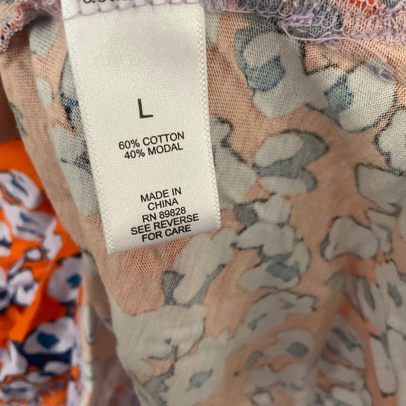 LOGO Lori Goldstein Womens Orange Floral Cotton Modal Long Sleeve Top L - Picture 4 of 9